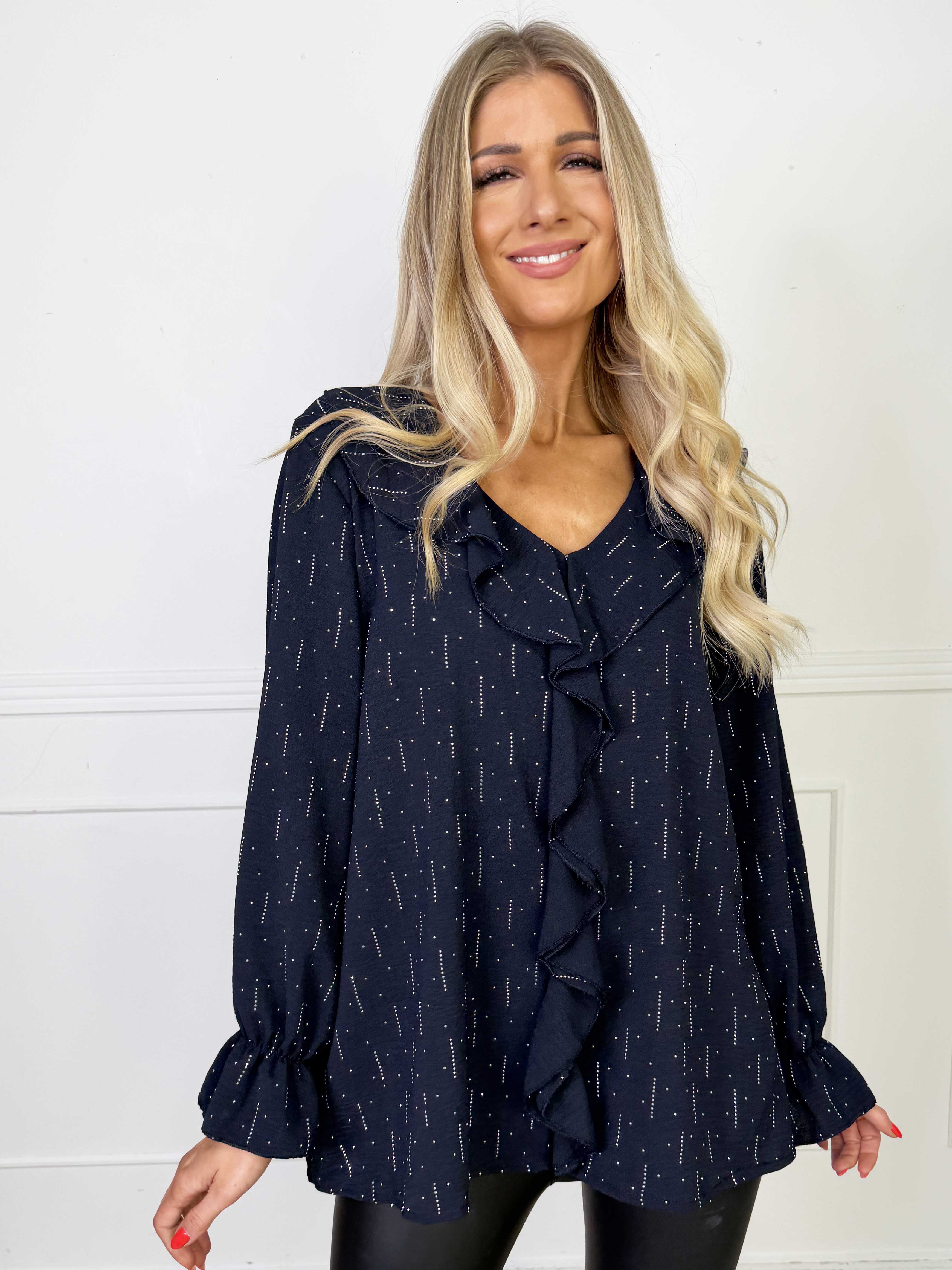 Noor - Fin tunika med flæser og similisten